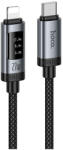 hoco. USB-C - Lightning digitális kijelzős töltő- és adatkábel PD 27W 1.2m - fekete (6942007668668)