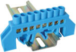 Tracon Szigetelt földelősín (N/PE), kék 230/400VAC, 63A, 6×9mm, 8P, IP20 (NPE-B6-8)