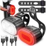Retoo Erős fényű LED-es vízálló kerékpár első és hátsó lámpa, USB-s, RT (ER1030)