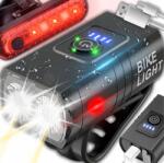 Retoo Extra Erős fényű 2 db LED-es vízálló kerékpár első és hátsó lámpa, USB-s, S102-1 (S102-1)