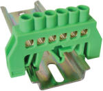 Tracon Szigetelt földelősín (N/PE), zöld 230/400VAC, 100A, 8×12mm, 6P, IP20 (NPE-G8-6)