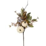  Selyemvirág ág tökkel, bogyókkal műanyag 45 cm zöld, krém (52-852524 CR)