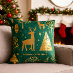 Takoy Párnahuzat 45x45 Merry Christmas arany-zöld
