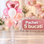 Procart Standuri aranjament baloane, 7 tije fiecare, inaltime 70 cm, ABS transparent, set 5 bucati (PAK5-540447)