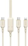 Dudao Cablu pentru incarcare si transfer de date Dudao L7SF, USB-C la USB-C/Lightning, 100W, 1.2m, Bej (6976625331062)