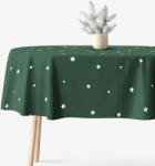 Goldea față de masă de crăciun 100% bumbac - steluțe pe verde închis - ovală 140 x 220 cm Fata de masa