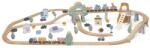 Viga Toys Trenulet set Viga PolarB, din lemn cu 90 piese, multicolor Trenulet