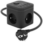Kerg SMART - 3-SOCKET POWER STRIP + USB-A+USB-C CHARGER 1.5M 3×1.5MM2 H05VV-F 16A/250V (M02728)
