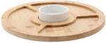 Chomik Tálaló bambusz deszka 4 rekeszes porcelán tálkával 28x4cm 68425 (MUT7262)