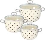 Chomik Set 3 oale emailate cu capace 2, 5l/3, 5l/5l albe model buline 68341 (EMA3646)