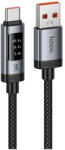 hoco. U148 USB-A - USB-C töltő- és adatkábel digitális kijelzővel 100W 6A 1.2m - fekete (6942007668675)