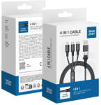 Blue Star Cafule 4in1 USB-A / USB-C - Micro USB / USB-C / Lightning töltő- és adatkábel 12W 2.4A 1.2m - fekete (5903396305931)
