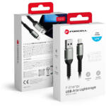  Forcell F-Energy USB-A - Lightning töltő- és adatkábel 12W 2.4A 3m - fonott fekete (5903396346361)