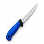 Depox Cuțit pentru filetat DEPOX®, lamă curbată din oțel inoxidabil cu alveole, mâner ergonomic, 29 cm, albastru (3065)