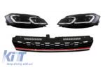 KITT Jelvény nélküli hűtőrács LED fényszórókkal és dinamikus mozgó irányjelzőkkel VW Golf 7.5 VII Facelift (2017-től) modellekhez, GTI design, piros és króm (COFGVWG7FGTICHLS)