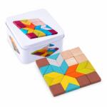 Flippy Jucarie Educativa din Lemn, Flippy, Puzzle Mozaic Montessori, 26 Piese Geometrice, Cutie Metalica pentru Depozitare, 100 g, Multicolor (167330)