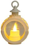 Flippy Decoratiune Craciun tip Felinare cu baterii, 13.5 x 9 cm, Lumanare cu lumina alb cald fara geam, baterii incluse, Alb (123784)