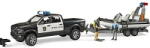 BRUDER RAM 2500 police pickup, L+S module, trailer with boat, model vehicle (black/white, including 2 figures) (02507) Figurina