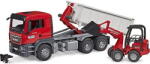 BRUDER MAN TGS truck with roll-off container and Schäffer farm loader, model vehicle (03767) Figurina