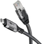 Goobay Ethernet cable USB-C 3.2 Gen2 male > RJ-45 male (black/silver, 1 meter, braided textile sheath) (70696)