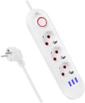 Maclean power strip, 3 socket extension + 3xUSB, 110-240V AC 50/60Hz, 2.1A max 2500W, 1.5m, white, MCE394 W (MCE394 W)