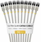 StarTech - 15 cm-es szürke, ultravékony Cat6a Ethernet kábel, 10 darabos - 6ASTP34GRS15CM10PK (6ASTP34GRS15CM10PK)