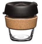 KeepCup Brew Cork Black skleněný hrnek