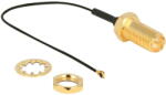 Delock antenna cable RP-SMA (socket for installation) > MHF 4 (plug), adapter (grey/gold, 10cm) (12465)