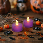  Halloween-i világító dekoráció - LED-es teamécses - lila - 2 db / csomag (56619B)