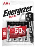 Energizer Elem, AA ceruza, 4 db, "Max" (ENERGIZER_E300112503) (ENERGIZER_E300112503)