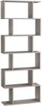 Brius Biblioteca, raft cu 6 unitati de depozitare, pentru living, din lemn, 24x190x70cm, gri stejar (EZ-LBC061M01) Raft
