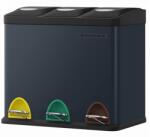 Brius Cos de gunoi din otel cu 3 compartimente colectare selectiva, cu galeti interioare, 3x8litri, negru (EZ-LTB24GS) Cos de gunoi