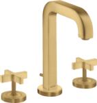 Hansgrohe Citterio 3-lyukú mosdócsaptelep automata lefolyó-garnitúrával és 170 mm-es kifolyóval, szálcsiszolt arany 39133250 (39133250)