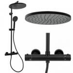 Erga Dubai, zuhanyszett termosztátos keverőcsappal és 30 cm-es fejzuhannyal, matt fekete, ERG-YKA-BP. DUBAJ-THERM-30-BLK (ERG-YKA-BP.DUBAJ-THERM-30-BLK)