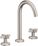 Hansgrohe One Mosdócsaptelep Push-Open leeresztővel, 3 nyílásos beépítés, EcoSmart, rozsdamentes acél hatás 48040800 (48040800)