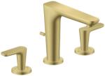 Hansgrohe Citterio C, Cubic Cut kialakítás, Mosdócsaptelep leeresztővel, 3 nyílásos beépítés, EcoSmart, szálcsiszolt sárgaréz 49061950 (49061950)