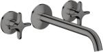 Hansgrohe One Falsík alatti mosdócsaptelep, leeresztővel, 3 nyílásos beépítés, EcoSmart, polírozott fekete króm 48140330 (48140330)