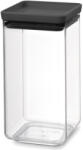 Brabantia tárolóedény 1, 6L, egymásra rakható, légmentes záródás, szögletes, sötétszürke, átlátszó műanyag tartály - 122385 (122385)