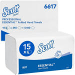 Kimberly-Clark Scott Essential Interfold V hajtott kéztörlő, Airflex 1 réteg, fehér, 212x200mm, 340lap/csomag, 15csomag/karton, 5100lap/karton (KC-6617)