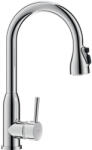Delabie álló mosogató csaptelep hattyúnyakú lengő kifolyóval, kihúzható fejjel, vízsugár, vagy zuhany mód, H=408mm, L=200mm, 5L/p (DEL2597)