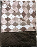 Minky takaró különlegesen puha, vastag csoki barna minky + barna rombusz mintával 150 x 200cm