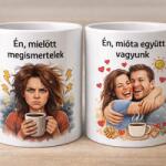 Ajándékbor kft Páros „Előtte - Utána bögre - Amikor a kávé és a szerelem mindent megváltoztat ☕❤️ (BOG3)