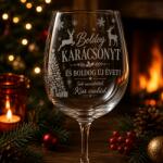 Ajándékbor kft Gravírozott karácsonyi borospohár - személyre szabható ünnepi ajándék (CIK47)