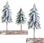 LEAN Compoziție decorativă de Crăciun cu brazi ninși pe bază din lemn 34 × 28 cm
