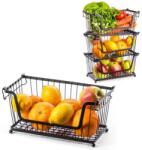 Vilde Coș metalic pentru fructe și legume - negru, stivuibil Castron