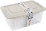 BANQUET Set de recipiente dreptunghiulare cu capac, 4 buc. (1, 2-5, 4 l), transparente/crem