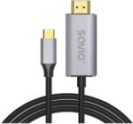 SAVIO USB-C to HDMI 2.0B cable, 1m, silver-black, golden tips, SAVIO CL-170 (CL-170)