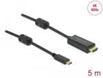 Delock USB adapter cable, USB-C plug > HDMI 4K plug (black, 5 meters, active cable) (85972)
