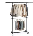 Songmics Home Suport de haine extensibil mobil, Songmics, 165 x 180 x 40 cm, 2 bare, negru (LLR401B01)