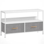 HomCom Mobilier TV pentru 47" cu Sertare Pliabile din Material Textil și Raft din Metal și MDF, 98x29x56 cm, Negru | Aosom Romania (839-071V00WT)